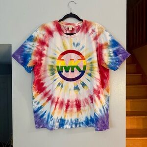 Unisex Michael Kors Rainbow Tie-Dye Short Sleeve Tee EUC